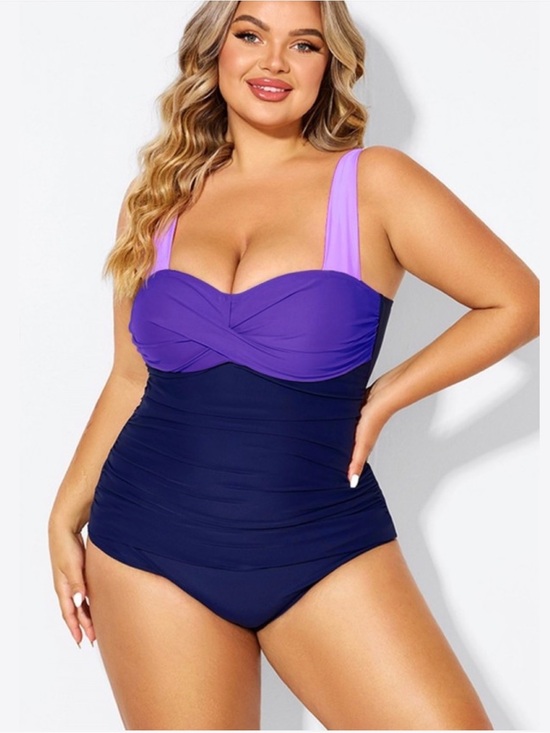 Other - Colorblock Purple & Navy One-Piece Swimsuit
